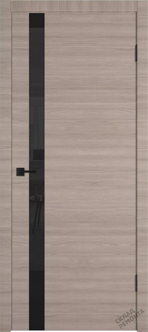 Фото Дверь Владимирская фабрика Solo Black gloss red oak, экошпон, черное стекло – купить в Кемерове: цена, описание, фото. Интернет-магазин. 1
