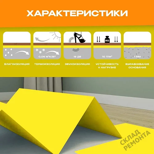 Фото Подложка листовая Solid 2 мм под ламинат и паркет желтая – купить в Кемерове: цена, описание, фото. Интернет-магазин 3