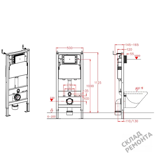 Фото Инсталляция для подвесного унитаза Calypso Beta CS105M без кнопки купить в Кемерове: цена, описание, фото. Интернет-магазин 11