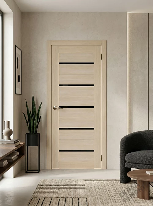 Фото Дверь FlyDoors Ла Стелла 206 ясень латте, экошпон, черное стекло – купить в Кемерове: цена, описание, фото. Интернет-магазин. 1