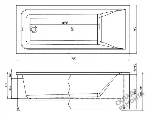 Фото Ванна акриловая Aquanet Aura 175*75  купить в Кемерове: цена, описание, фото. Интернет-магазин 9