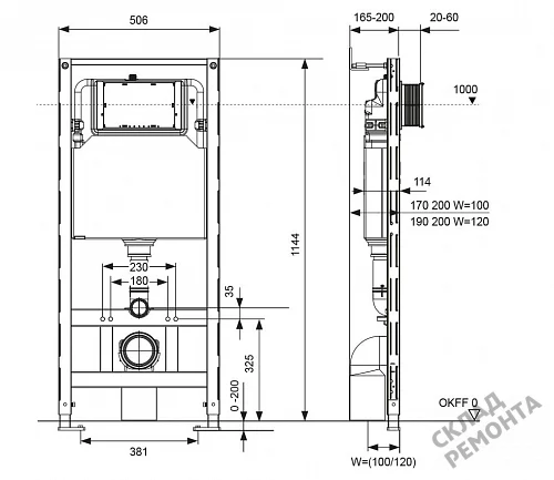 Фото Инсталляция для подвесного унитаза Tecespring S300300 без кнопки купить в Кемерове: цена, описание, фото. Интернет-магазин 2