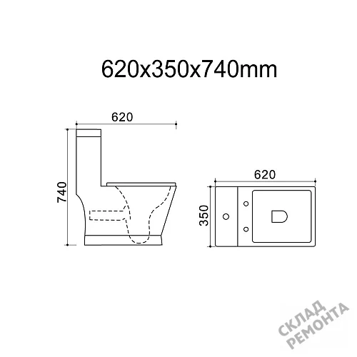 Фото Унитаз моноблок Calypso CS3214OK купить в Кемерове: цена, описание, фото. Интернет-магазин 3