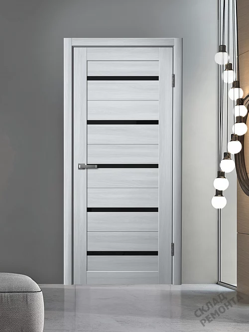 Фото Дверь FlyDoors Ла Стелла 206 ясень пепельный, экошпон, черное стекло – купить в Кемерове: цена, описание, фото. Интернет-магазин. 1