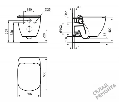 Фото Унитаз подвесной Ideal Standard Idealmood T466501 безободковый купить в Кемерове: цена, описание, фото. Интернет-магазин 4