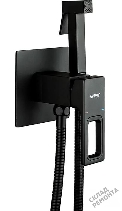 Фото Смеситель с гигиеническим душем Gappo G7217-6 однорычажный черный купить в Кемерове: цена, описание, фото. Интернет-магазин 1