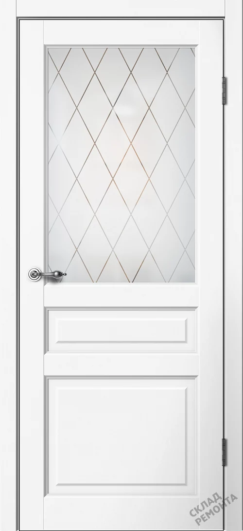 Фото Дверь FlyDoors Классик С03 белый, эмалит, матовое стекло – купить в Кемерове: цена, описание, фото. Интернет-магазин. 1