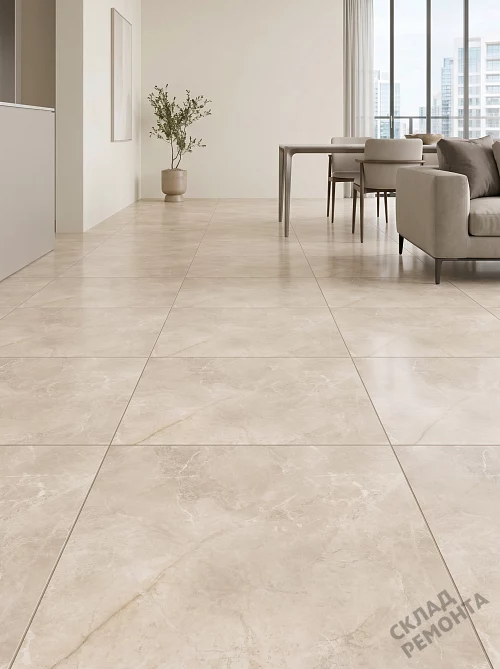 Фото Керамогранит лаппатированный Alma Ceramica Апарель GFU6060APL04L бежевый 600*600*9 – купить в Кемерове: цена, описание, фото. Интернет-магазин 1