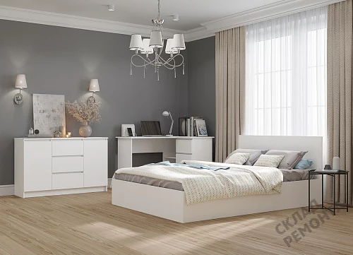 Фото Кровать двуспальная ДСВ Мори КРМ 1200.1/1 белый – купить в Кемерове: цена, описание, фото. Интернет-магазин 4