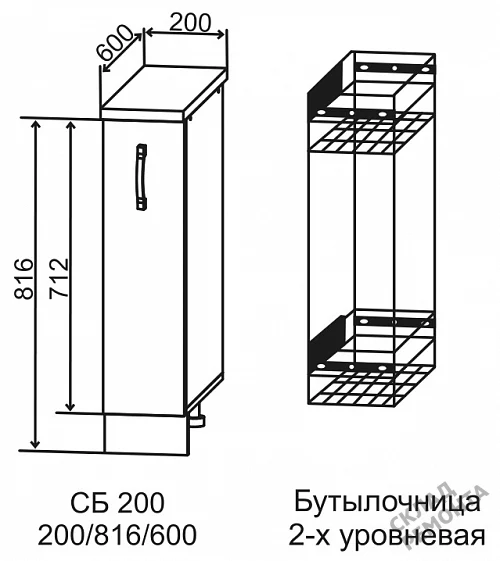Фото Шкаф нижний ДСВ СБ 200 (бутылочница) – купить в Кемерове: цена, описание, фото. Интернет-магазин 2