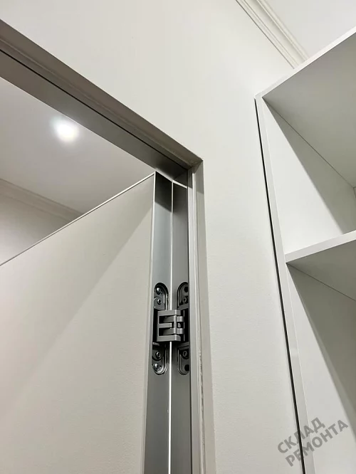 Фото Скрытая дверь VellDoris Оптим 59/ГР П реверс (алюм кр серая с 3-х сторон), под покраску, без стекла – купить в Кемерове: цена, описание, фото. Интернет-магазин. 6