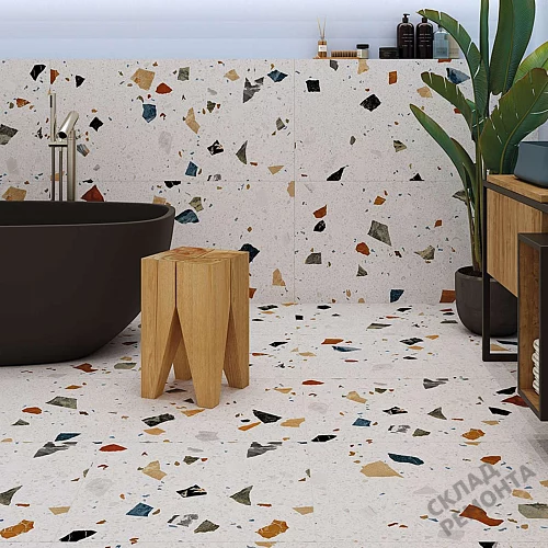 Фото Керамогранит матовый Steppe Ceramics Chips White белый 600*600*9 – купить в Кемерове: цена, описание, фото. Интернет-магазин 2