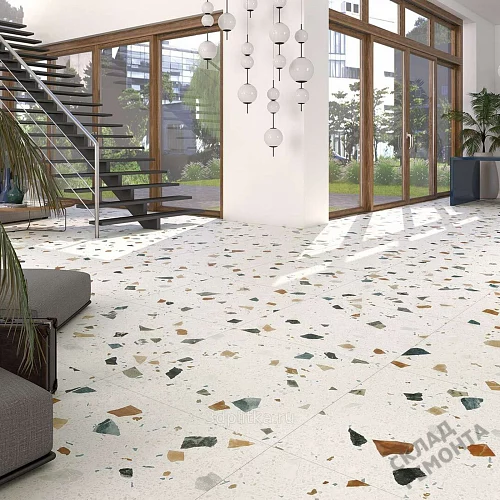Фото Керамогранит матовый Steppe Ceramics Chips White белый 600*600*9 – купить в Кемерове: цена, описание, фото. Интернет-магазин 3