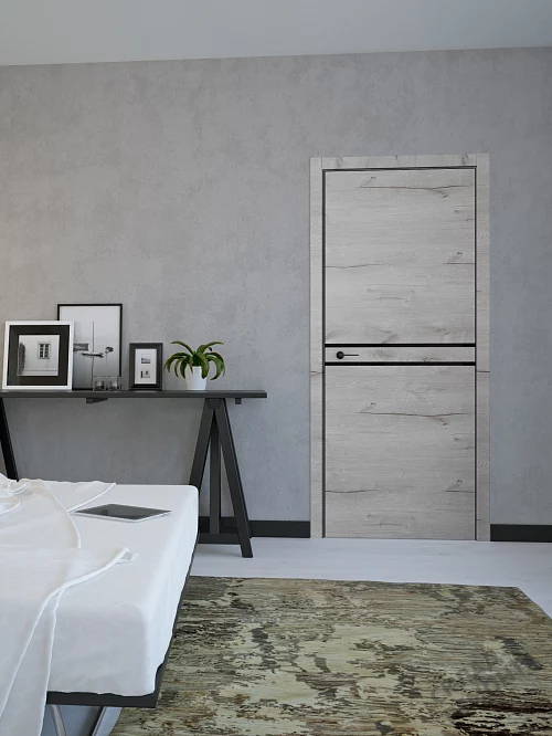 Фото Дверь FlyDoors Лофт LF03 (кромка с 4-х строн) дуб арктик, ПВХ, АБС-пластик – купить в Кемерове: цена, описание, фото. Интернет-магазин. 1